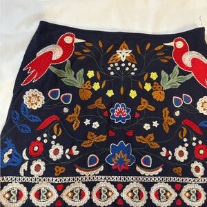 Umgee Navy Skirt with Colorful Embroidery